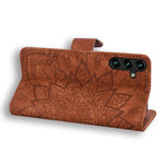 Custodia per telefono in pelle di vitello con stampa mandala a doppia piega, For Samsung Galaxy S25 / S24 5G, For Samsung Galaxy S25+ / S24+ 5G, For Samsung Galaxy S25 Ultra 5G, For Samsung Galaxy S24 FE 5G