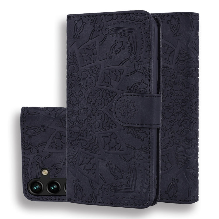 Custodia per telefono in pelle di vitello con stampa mandala a doppia piega, For Samsung Galaxy S24 Ultra 5G, For Samsung Galaxy S23 FE 5G, For Samsung Galaxy S23 Ultra 5G, For Samsung Galaxy S23+ 5G