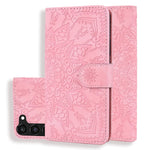 Custodia per telefono in pelle di vitello con stampa mandala a doppia piega, For Samsung Galaxy S23 5G