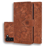 Custodia per telefono in pelle di vitello con stampa mandala a doppia piega, For Samsung Galaxy S24 Ultra 5G, For Samsung Galaxy S23 FE 5G, For Samsung Galaxy S23 Ultra 5G, For Samsung Galaxy S23+ 5G