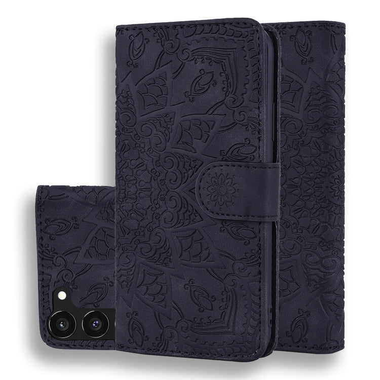 Custodia per telefono in pelle di vitello con stampa mandala a doppia piega, For Samsung Galaxy S24 Ultra 5G, For Samsung Galaxy S23 FE 5G, For Samsung Galaxy S23 Ultra 5G, For Samsung Galaxy S23+ 5G