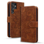 Custodia per telefono in pelle di vitello con stampa mandala a doppia piega, For Samsung Galaxy S25 / S24 5G, For Samsung Galaxy S25+ / S24+ 5G, For Samsung Galaxy S25 Ultra 5G, For Samsung Galaxy S24 FE 5G