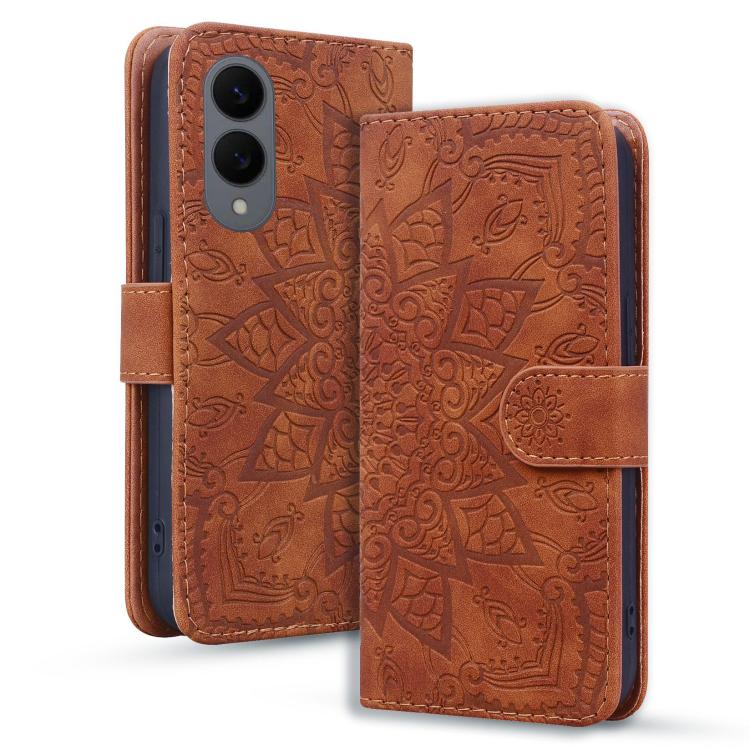 Custodia per telefono in pelle di vitello con stampa mandala a doppia piega, For Samsung Galaxy S26+ 5G, For Samsung Galaxy S26 Ultra 5G, For Samsung Galaxy S26 5G, For Samsung Galaxy S25 Edge 5G