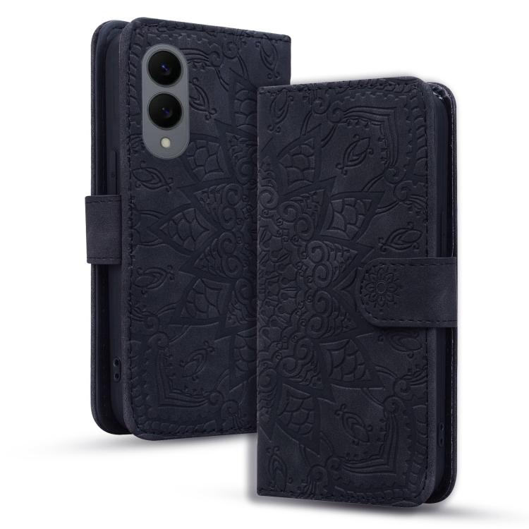 Custodia per telefono in pelle di vitello con stampa mandala a doppia piega, For Samsung Galaxy S26+ 5G, For Samsung Galaxy S26 Ultra 5G, For Samsung Galaxy S26 5G, For Samsung Galaxy S25 Edge 5G