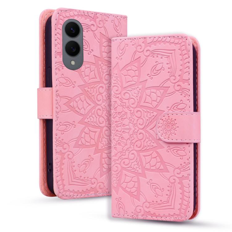 Custodia per telefono in pelle di vitello con stampa mandala a doppia piega, For Samsung Galaxy S26+ 5G, For Samsung Galaxy S26 Ultra 5G, For Samsung Galaxy S26 5G, For Samsung Galaxy S25 Edge 5G