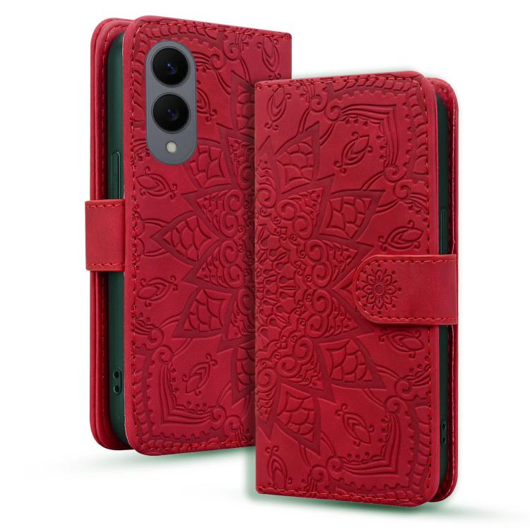 Custodia per telefono in pelle di vitello con stampa mandala a doppia piega, For Samsung Galaxy S26+ 5G, For Samsung Galaxy S26 Ultra 5G, For Samsung Galaxy S26 5G, For Samsung Galaxy S25 Edge 5G