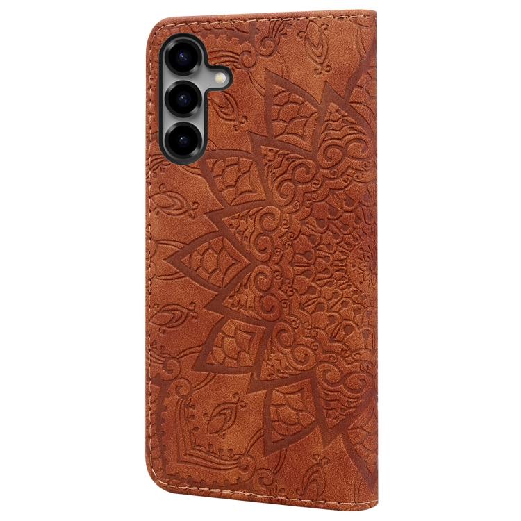 Custodia per telefono in pelle di vitello con stampa mandala a doppia piega, For Samsung Galaxy S26+ 5G, For Samsung Galaxy S26 Ultra 5G, For Samsung Galaxy S26 5G, For Samsung Galaxy S25 Edge 5G