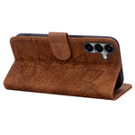 Custodia per telefono in pelle di vitello con stampa mandala a doppia piega, For Samsung Galaxy S26+ 5G, For Samsung Galaxy S26 Ultra 5G, For Samsung Galaxy S26 5G, For Samsung Galaxy S25 Edge 5G