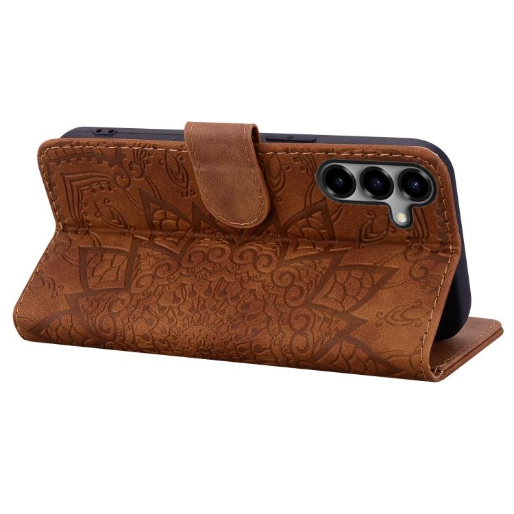 Custodia per telefono in pelle di vitello con stampa mandala a doppia piega, For Samsung Galaxy S26+ 5G, For Samsung Galaxy S26 Ultra 5G, For Samsung Galaxy S26 5G, For Samsung Galaxy S25 Edge 5G