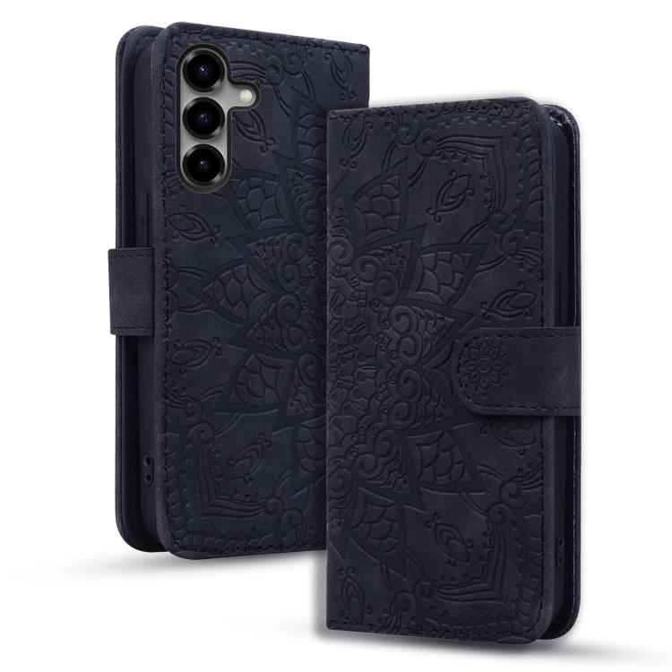 Custodia per telefono in pelle di vitello con stampa mandala a doppia piega, For Samsung Galaxy S26+ 5G, For Samsung Galaxy S26 Ultra 5G, For Samsung Galaxy S26 5G, For Samsung Galaxy S25 Edge 5G