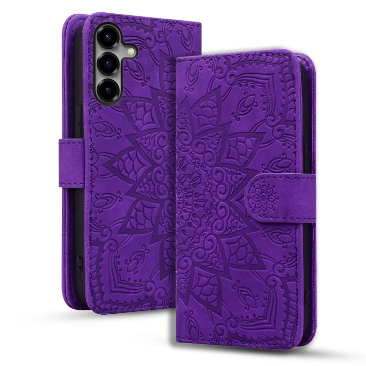 Custodia per telefono in pelle di vitello con stampa mandala a doppia piega, For Samsung Galaxy S26+ 5G, For Samsung Galaxy S26 Ultra 5G, For Samsung Galaxy S26 5G, For Samsung Galaxy S25 Edge 5G