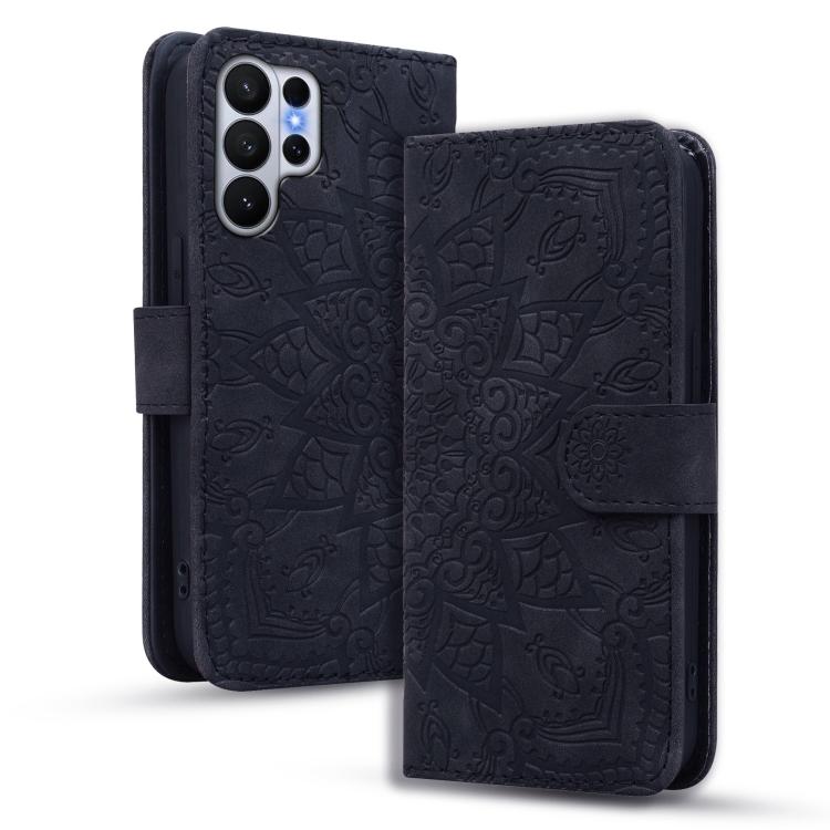 Custodia per telefono in pelle di vitello con stampa mandala a doppia piega, For Samsung Galaxy S26+ 5G, For Samsung Galaxy S26 Ultra 5G, For Samsung Galaxy S26 5G, For Samsung Galaxy S25 Edge 5G