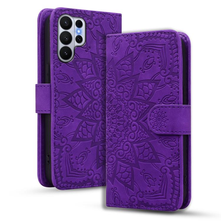 Custodia per telefono in pelle di vitello con stampa mandala a doppia piega, For Samsung Galaxy S26+ 5G, For Samsung Galaxy S26 Ultra 5G, For Samsung Galaxy S26 5G, For Samsung Galaxy S25 Edge 5G