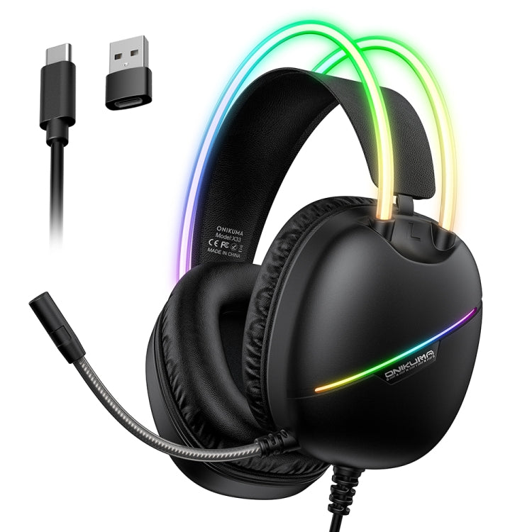 Cuffie da gioco e-sport con luce RGB montata sulla testa ONIKUMA X33, lunghezza del cavo: 2 m, X33