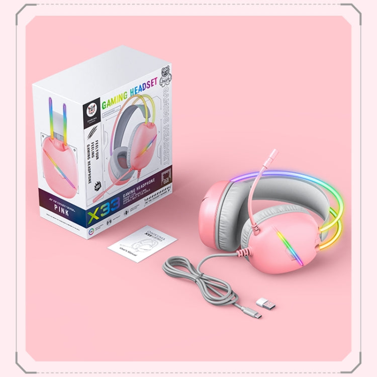 Cuffie da gioco e-sport con luce RGB montata sulla testa ONIKUMA X33, lunghezza del cavo: 2 m, X33