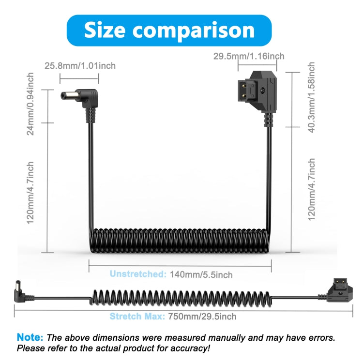 Cavo monitor adattatore D-Tap B-Type maschio a CC da 1,5 m, D-Tap B-Type Male to DC Adapter