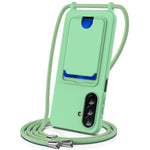 Custodia per telefono in silicone liquido tinta unita con cordino e borsa per carte integrata, For Samsung Galaxy A26 5G, For Samsung Galaxy A16 5G / 4G, For Samsung Galaxy A06 4G, For Samsung Galaxy A54 5G