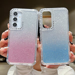 Custodia per telefono a copertura totale in TPU + PC + carta glitterata, For Samsung Galaxy A55 5G