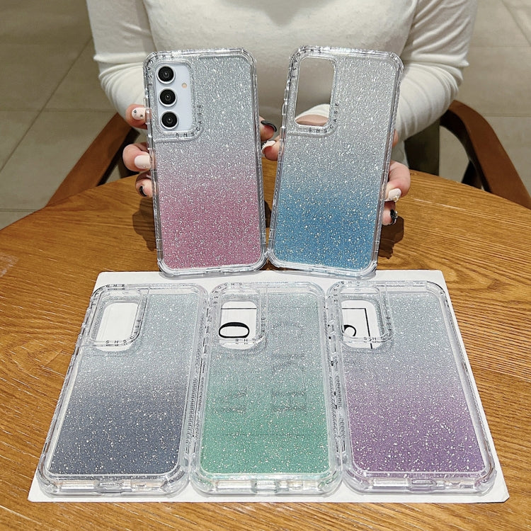 Custodia per telefono a copertura totale in TPU + PC + carta glitterata, For Samsung Galaxy A55 5G