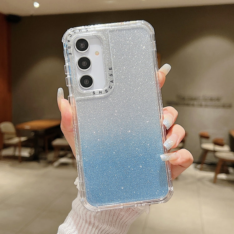 Custodia per telefono a copertura totale in TPU + PC + carta glitterata, For Samsung Galaxy A55 5G