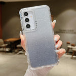 Custodia per telefono a copertura totale in TPU + PC + carta glitterata, For Samsung Galaxy A55 5G