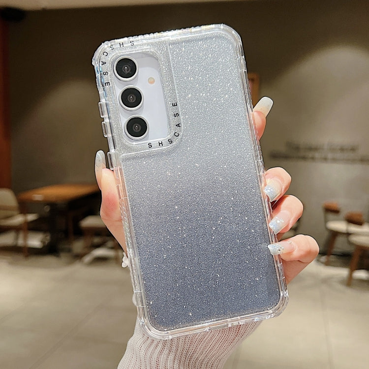 Custodia per telefono a copertura totale in TPU + PC + carta glitterata, For Samsung Galaxy A55 5G