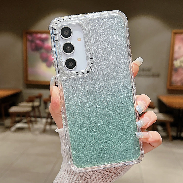 Custodia per telefono a copertura totale in TPU + PC + carta glitterata, For Samsung Galaxy A55 5G