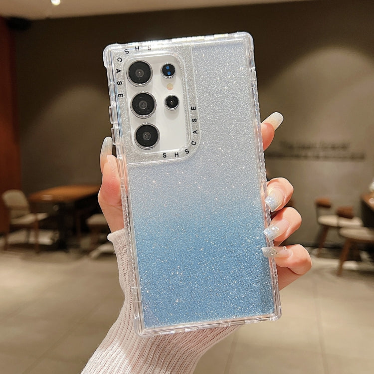 Custodia per telefono a copertura totale in TPU + PC + carta glitterata, For Samsung Galaxy S24 Ultra 5G