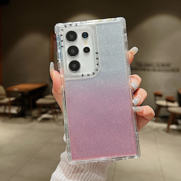 Custodia per telefono a copertura totale in TPU + PC + carta glitterata, For Samsung Galaxy S24 Ultra 5G