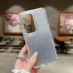 Custodia per telefono a copertura totale in TPU + PC + carta glitterata, For Samsung Galaxy S24 Ultra 5G