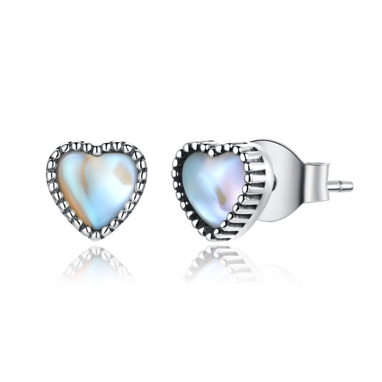 Orecchini semplici a forma di cuore in vetro in argento sterling S925
