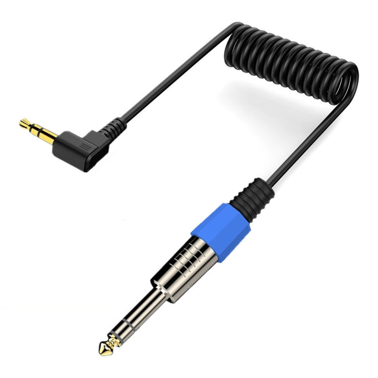 Cavo audio a spirale per altoparlante per chitarra da 6,35 mm, lunghezza: 0,5 m, 6.5mm to 3.5mm Elbow