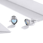 Orecchini semplici a forma di cuore in vetro in argento sterling S925