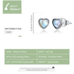 Orecchini semplici a forma di cuore in vetro in argento sterling S925