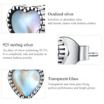 Orecchini semplici a forma di cuore in vetro in argento sterling S925