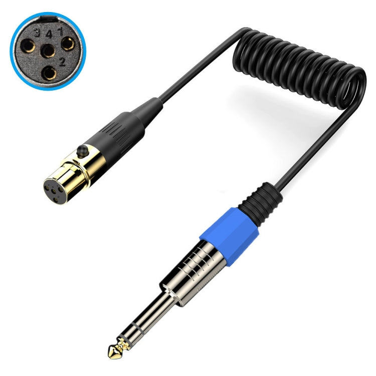 Cavo adattatore a spirale per microfono stereo AUX audio, lunghezza: 0,5 m, Mini 3 Pin XLR to 6.35mm, Mini 4 Pin XLR to 6.35mm