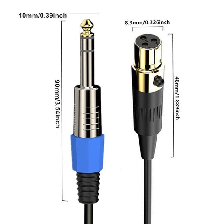 Cavo adattatore a spirale per microfono stereo AUX audio, lunghezza: 0,5 m, Mini 3 Pin XLR to 6.35mm, Mini 4 Pin XLR to 6.35mm