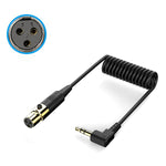 Cavo adattatore audio stereo a spirale per microfono della telecamera PC, lunghezza: 0,5 m, Mini 3 Pin XLR Female to 3.5mm TRS, Mini 4 Pin XLR Female to 3.5mm TRS