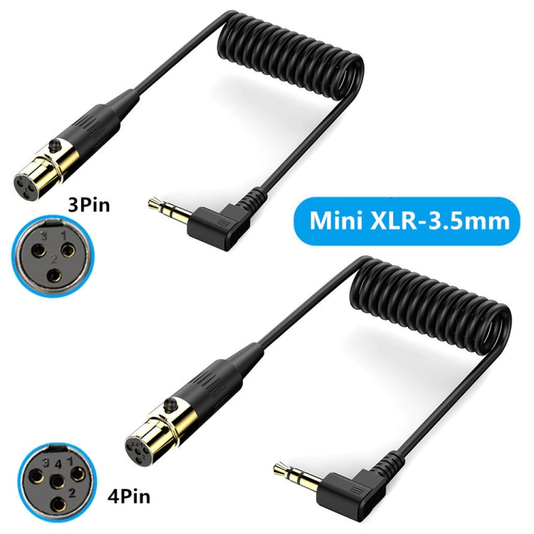 Cavo adattatore audio stereo a spirale per microfono della telecamera PC, lunghezza: 0,5 m, Mini 3 Pin XLR Female to 3.5mm TRS, Mini 4 Pin XLR Female to 3.5mm TRS