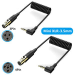 Cavo adattatore audio stereo a spirale per microfono della telecamera PC, lunghezza: 0,5 m, Mini 3 Pin XLR Female to 3.5mm TRS, Mini 4 Pin XLR Female to 3.5mm TRS