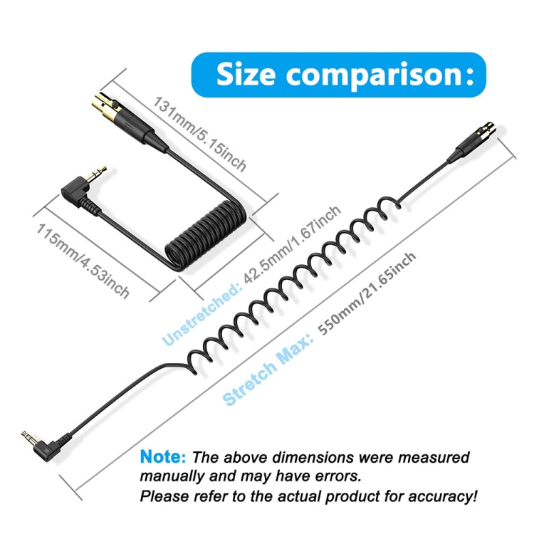 Cavo adattatore audio stereo a spirale per microfono della telecamera PC, lunghezza: 0,5 m, Mini 3 Pin XLR Female to 3.5mm TRS, Mini 4 Pin XLR Female to 3.5mm TRS