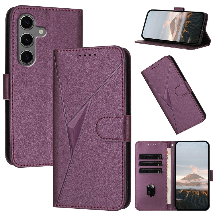 Custodia per telefono in pelle con fibbia a motivo triangolare, For Samsung Galaxy S25+ 5G, For Samsung Galaxy S25 Ultra 5G, For Samsung Galaxy S24 FE 5G
