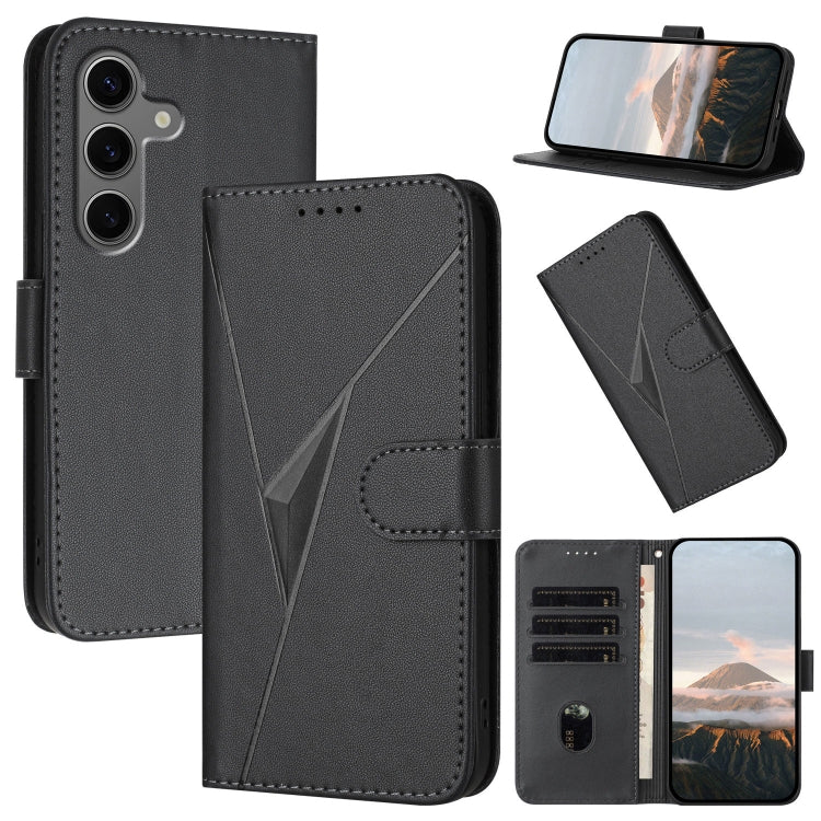 Custodia per telefono in pelle con fibbia a motivo triangolare, For Samsung Galaxy S25+ 5G, For Samsung Galaxy S25 Ultra 5G, For Samsung Galaxy S24 FE 5G