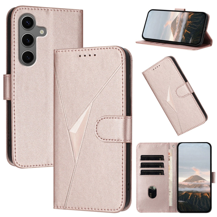 Custodia per telefono in pelle con fibbia a motivo triangolare, For Samsung Galaxy S25+ 5G, For Samsung Galaxy S25 Ultra 5G, For Samsung Galaxy S24 FE 5G