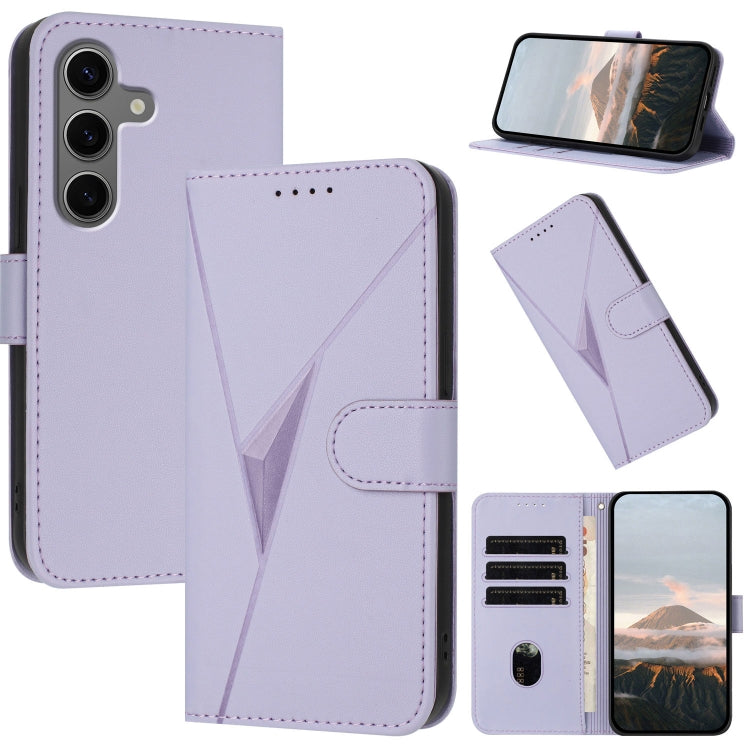 Custodia per telefono in pelle con fibbia a motivo triangolare, For Samsung Galaxy S25+ 5G, For Samsung Galaxy S25 Ultra 5G, For Samsung Galaxy S24 FE 5G
