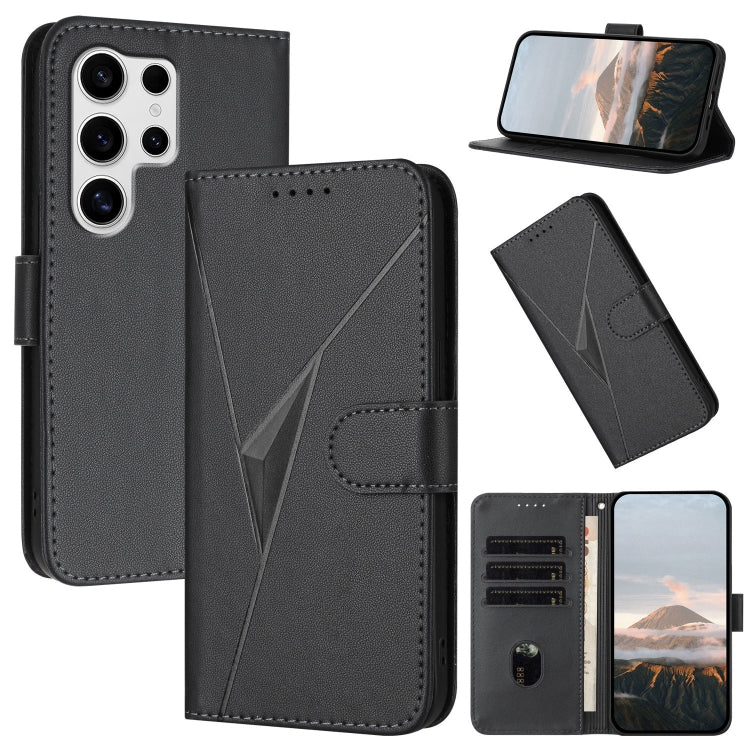 Custodia per telefono in pelle con fibbia a motivo triangolare, For Samsung Galaxy S25+ 5G, For Samsung Galaxy S25 Ultra 5G, For Samsung Galaxy S24 FE 5G
