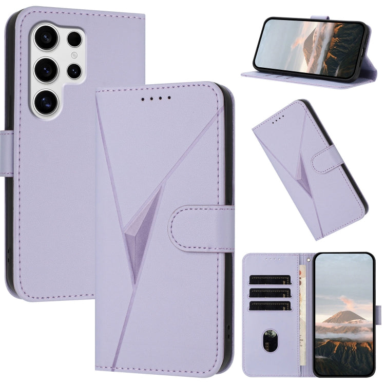 Custodia per telefono in pelle con fibbia a motivo triangolare, For Samsung Galaxy S25+ 5G, For Samsung Galaxy S25 Ultra 5G, For Samsung Galaxy S24 FE 5G