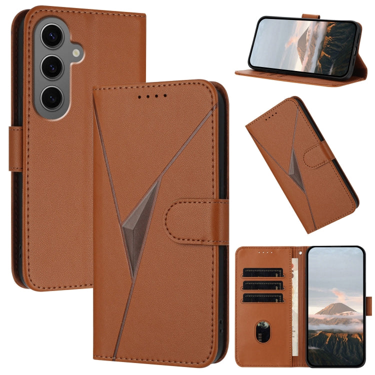 Custodia per telefono in pelle con fibbia a motivo triangolare, For Samsung Galaxy S24 Ultra 5G, For Samsung Galaxy S24+ 5G, For Samsung Galaxy S24 5G