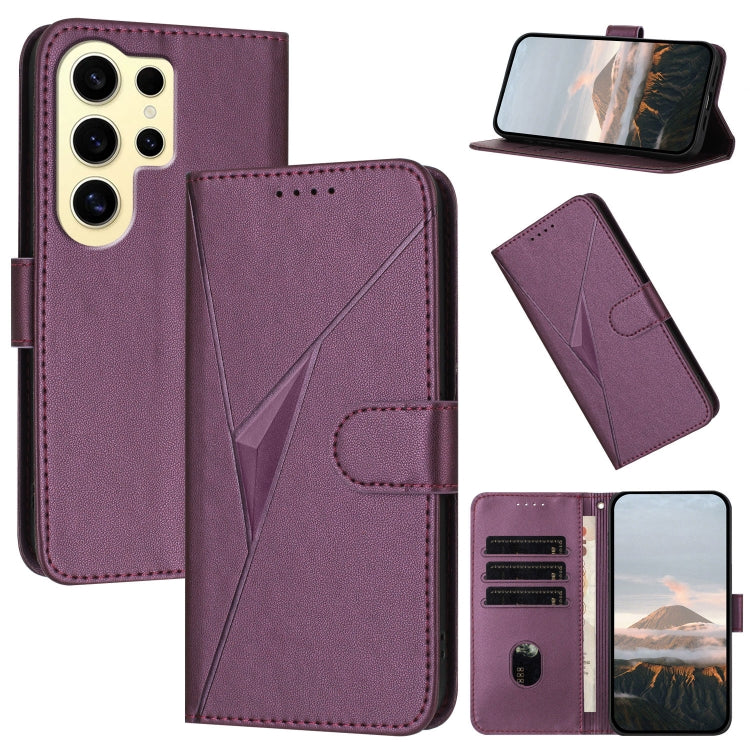 Custodia per telefono in pelle con fibbia a motivo triangolare, For Samsung Galaxy S24 Ultra 5G, For Samsung Galaxy S24+ 5G, For Samsung Galaxy S24 5G