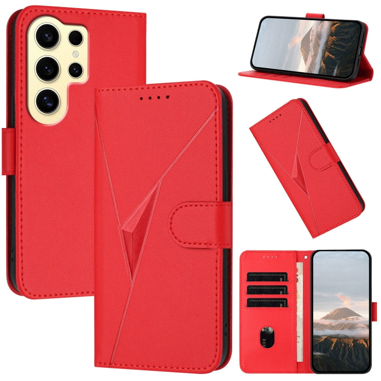 Custodia per telefono in pelle con fibbia a motivo triangolare, For Samsung Galaxy S24 Ultra 5G, For Samsung Galaxy S24+ 5G, For Samsung Galaxy S24 5G